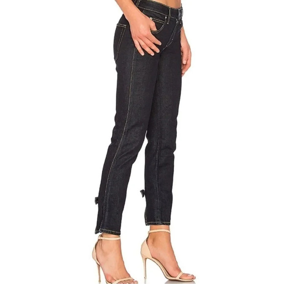 NEW Amo Womens Blue Mid Rise Bow Hem Straight Leg Ankle Jeans Size 27 - Picture 9 of 14
